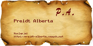 Preidt Alberta névjegykártya